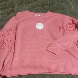 Umgee Pink Fringe Women's Sweater